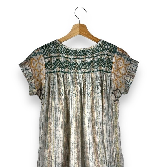 RACHEL Rachel Roy Metallic Embroidered Peasant Top, Neutral Multi, Size Small - Picture 9 of 10